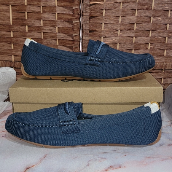 JBB Knit Slip-on Driving Loafer Moccasin Navy Blue - Picture 2 of 11